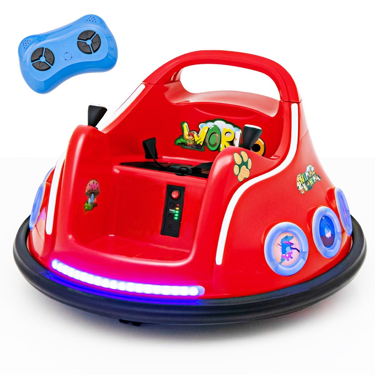 Carrinho de Bate-Bate Infantil 12V com Rotação de 360 Graus, Música, Luzes e Controle Remoto - Vermelho