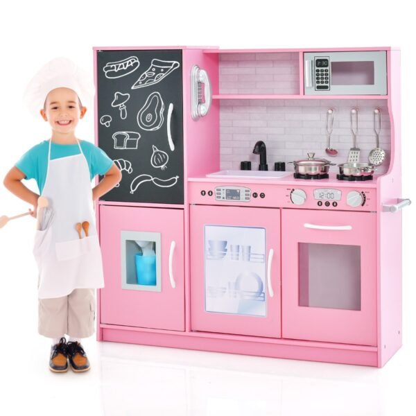 Cozinha de brinquedo para crianças de 3 a 6 anos - Rosa