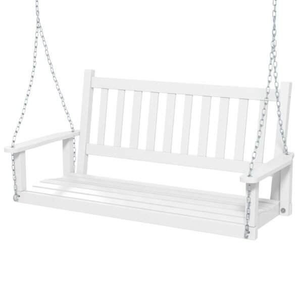 Balanço de madeira para varanda externa para 2 pessoas com capacidade de peso de 227 kg (500 lbs) - Branco