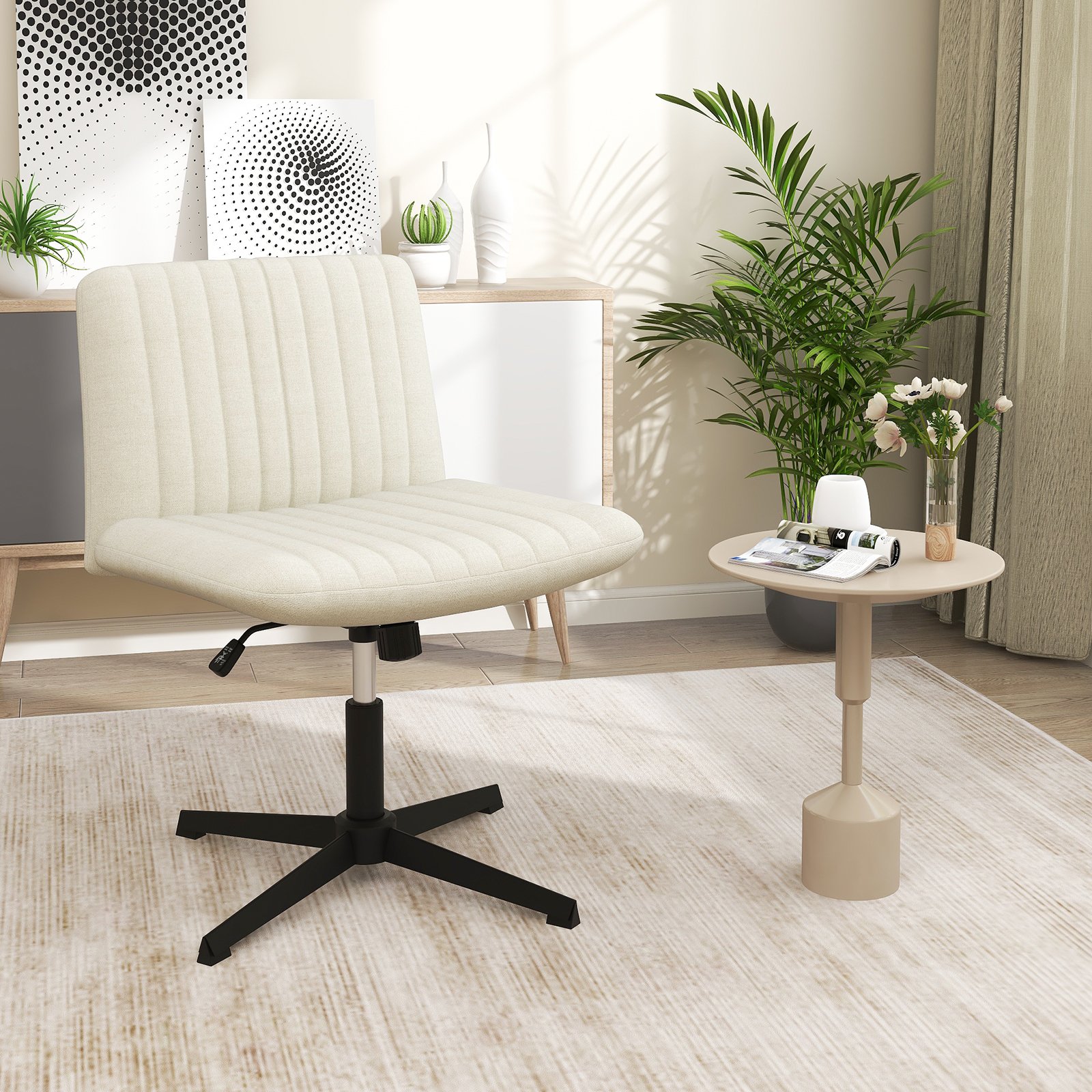 Cadeira de pernas cruzadas sem rodas, balanço de 120°, altura ajustável, cinza - Image 2