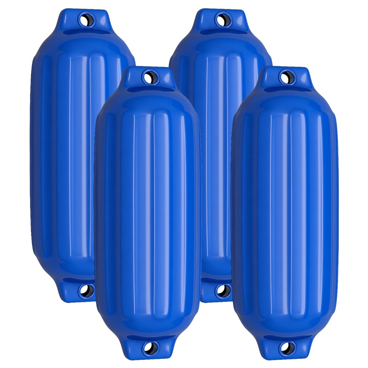 4 para-lamas de barco com nervuras de vinil de 8,5" x 27" - Preto