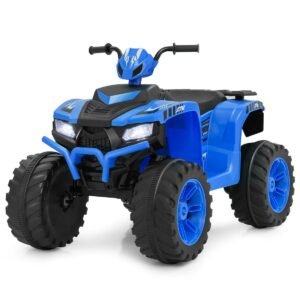 Quadriciclo elétrico infantil 24V com conexão sem fio, azul.