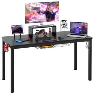 Mesa de jogos ergonômica de 55 polegadas com suporte para monitor.