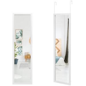 Espelho de corpo inteiro com ganchos para pendurar, branco, para quarto.