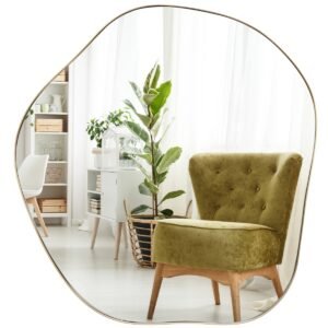 Espelho de parede irregular, espelho assimétrico com parafusos de expansão - Dourado