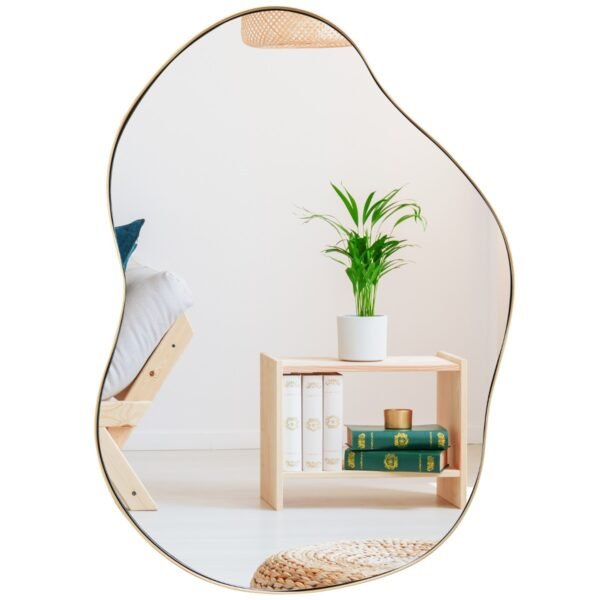 Espelho de parede assimétrico irregular com painel traseiro premium - Dourado