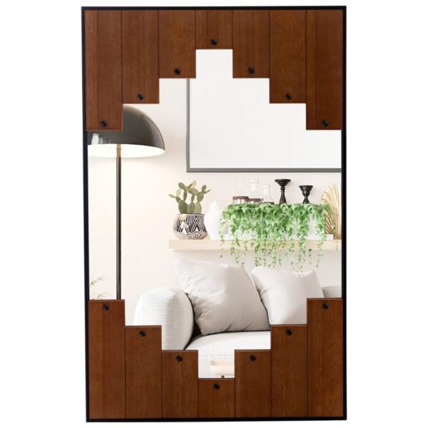 Espelho de parede retangular decorativo de 95,25 cm x 67,32 cm com moldura em formato de tecla de piano - Preto