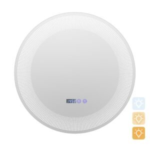 Espelho de banheiro LED de Ø 60 cm com luzes de 3 cores e interruptor de toque.