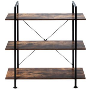 Estante industrial de 3/5 níveis com estrutura metálica para escritório doméstico - 3 níveis