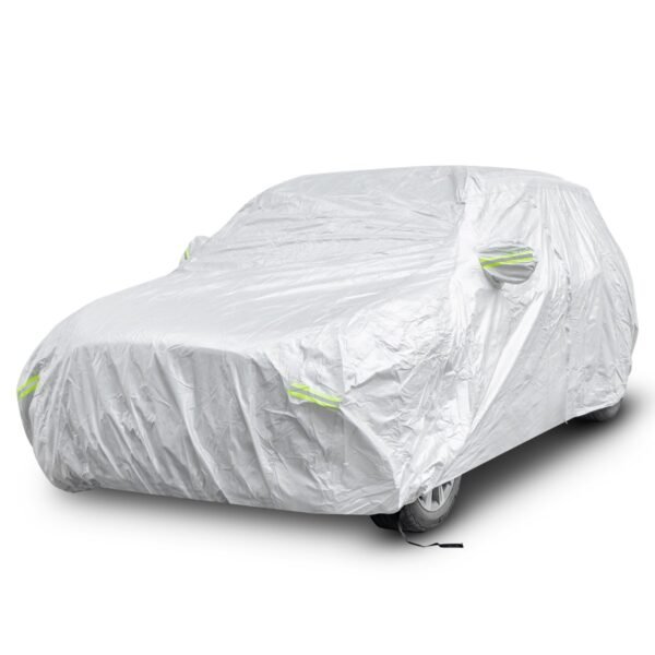Lona impermeável para veículos, capa para carro com porta com zíper, 483 x 191 x 153 cm, prata