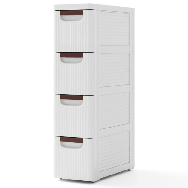 Armário Organizador com 3/4/5/6 Gavetas e Rodízios - Armário Estreito com Rodízios para Espaços Pequenos - 4 Gavetas