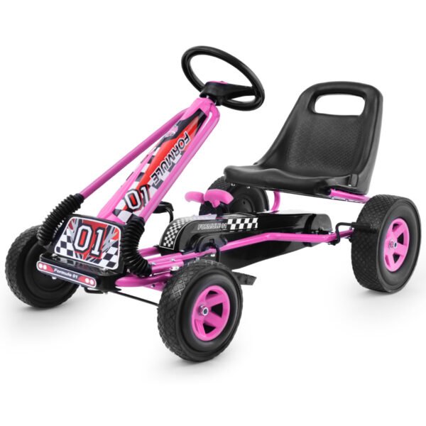 Bicicleta infantil de 4 rodas com pedal, kart, brinquedo para brincar ao ar livre - Rosa