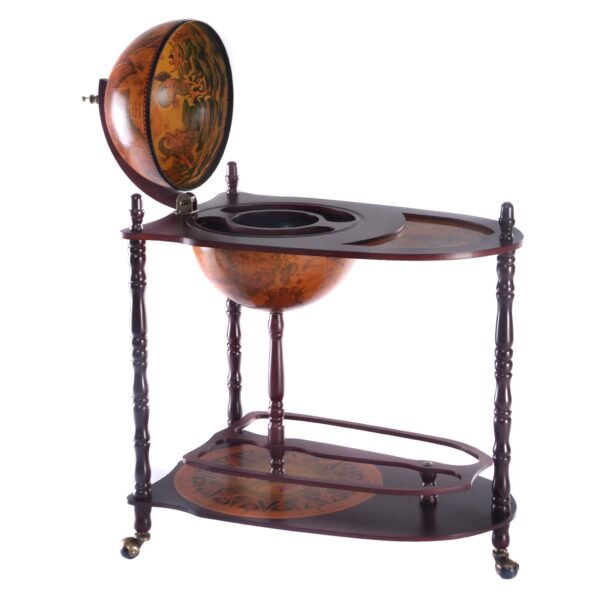 Carrinho de bar de vinhos vintage Globe com prateleira extra