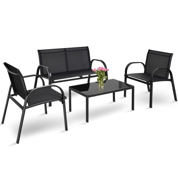 Conjunto de 4 peças para conversação, resistente a todas as condições climáticas, ideal para quintal e piscina.