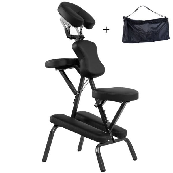 Cadeira de massagem de viagem com almofada em couro PU e bolsa de transporte.