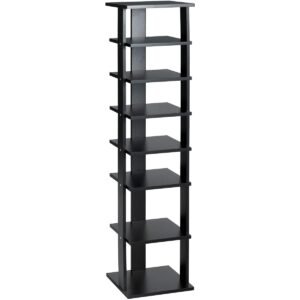 Sapateira de madeira com 8 prateleiras, organizador de sapatos vertical, 27,5 x 26,5 x 110 cm, preta.