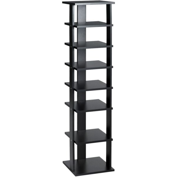Sapateira de madeira com 8 prateleiras, organizador de sapatos vertical, 27,5 x 26,5 x 110 cm, preta.