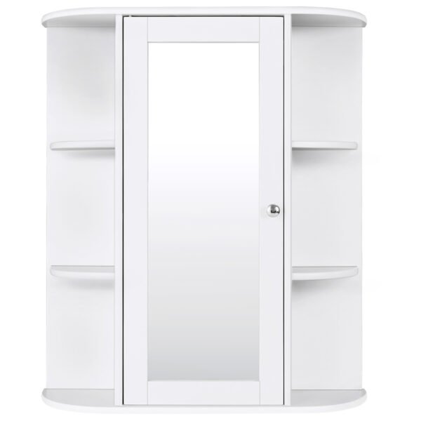 Armário de parede com porta espelhada única para banheiro e sala de estar - Branco