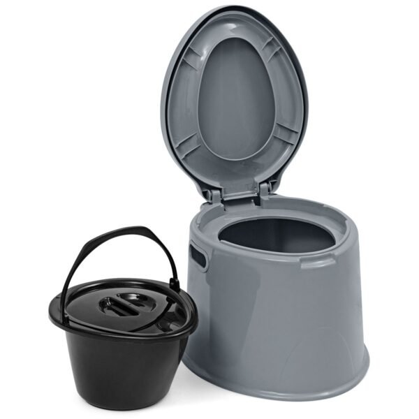 Sanitário portátil para camping, sanitário de viagem, sanitário móvel com balde removível, cinza