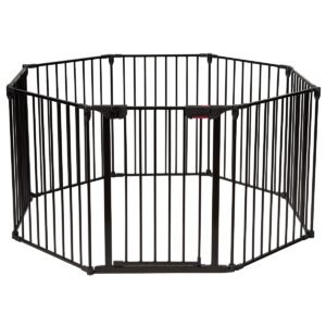 Cercado para Bebê com 8 Painéis, Design Dobrável em Metal com Trava de Segurança - Preto