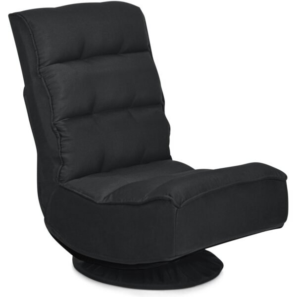 Sofá-cama giratório reclinável de chão com capa de base removível para sala de estar, preto.