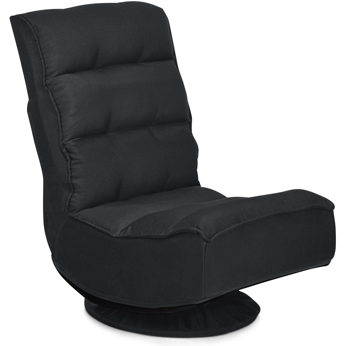 Sofá-cama giratório reclinável de chão com capa de base removível para sala de estar, preto.