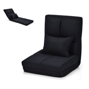 Sofá-cama dobrável conversível com travesseiro - Preto