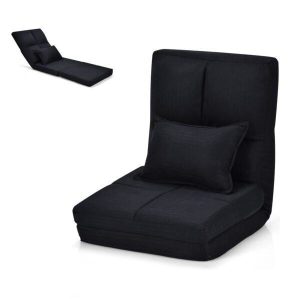Sofá-cama dobrável conversível com travesseiro - Preto