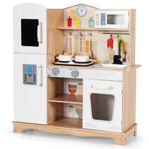 Brinquedo de cozinha de faz de conta com luz e som realistas para crianças