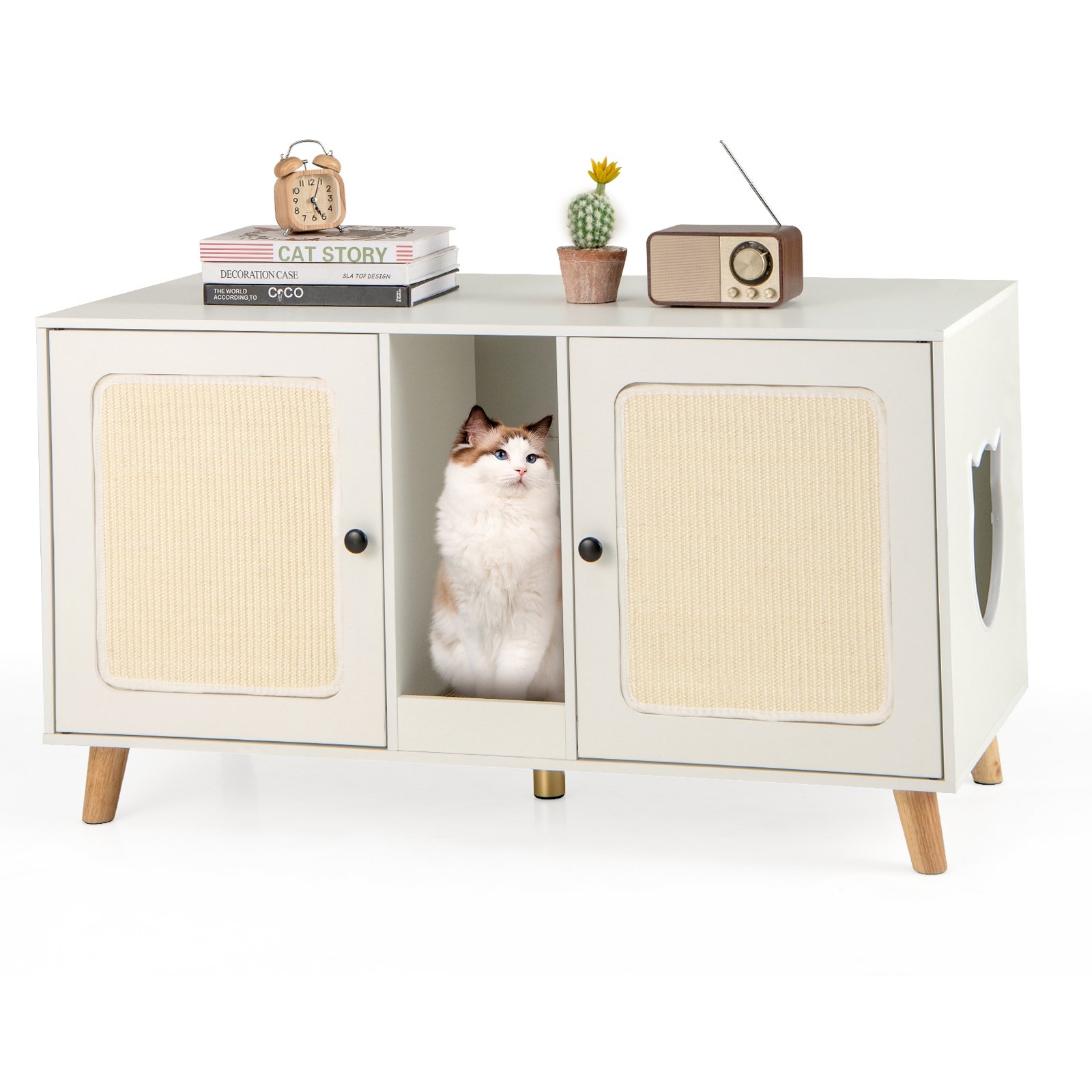 Cama para gatos em formato de cogumelo, arranhador com garras para gatos, cama larga e painel arranhador de sisal - multicolorido