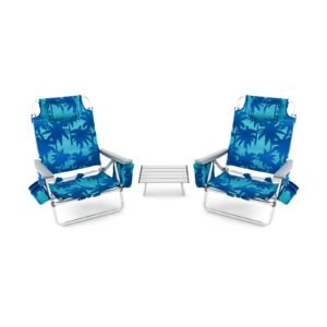 Cadeiras de acampamento portáteis com 5 posições ajustáveis ​​para gramado/piscina - Amarelo