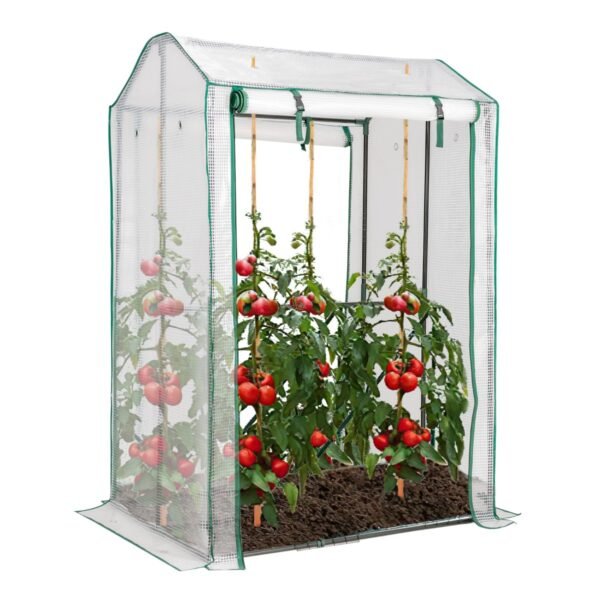 Estufa de jardim com portas com zíper para uso externo.