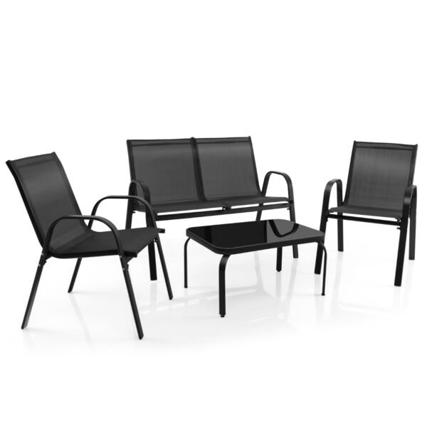 Conjunto de Móveis para Área Externa com 4 Peças, Incluindo Mesa de Centro e Conjunto de Conversação, 51 x 71 x 35 cm, Cinza