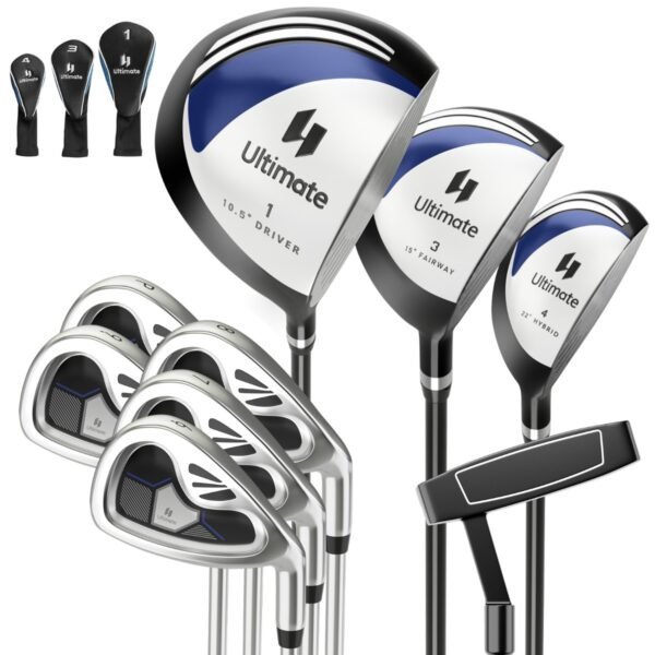 Conjunto completo de tacos de golfe masculino com 9 peças - Azul Marinho