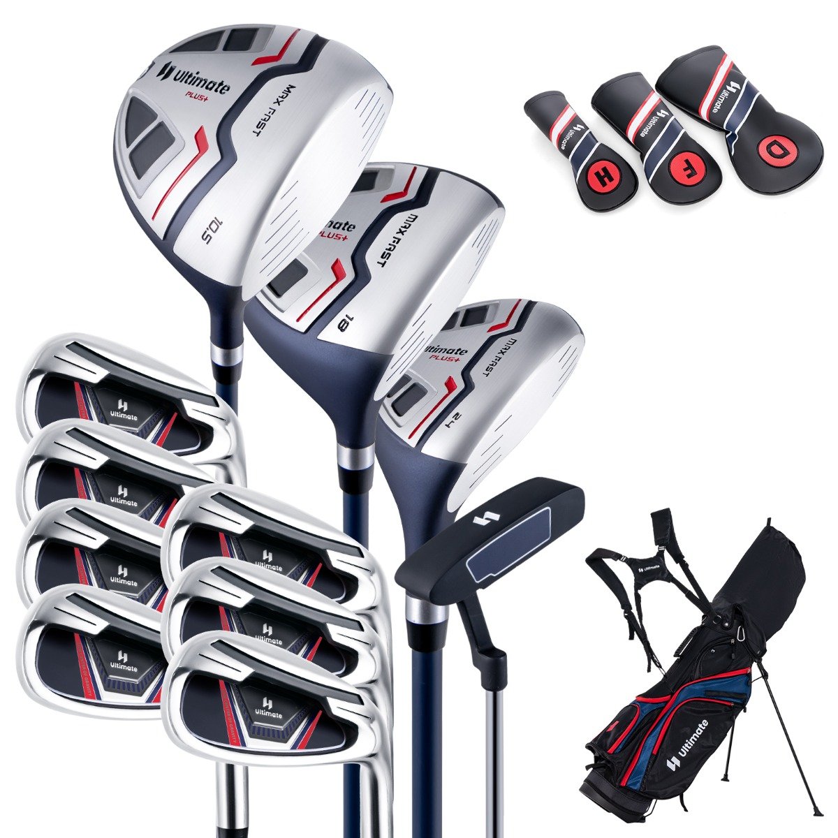 Conjunto completo de 11 peças de tacos de golfe - Azul