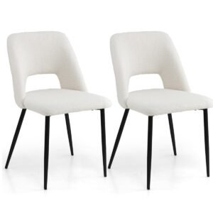 Conjunto de 2 cadeiras de sala de jantar, cadeiras de cozinha estofadas com encosto, 48,5 x 57 x 85 cm, bege
