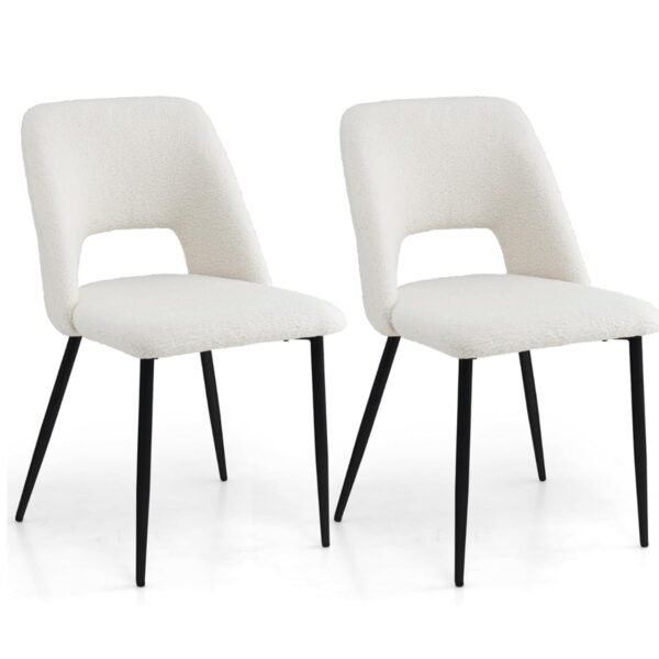 Conjunto de 2 cadeiras de sala de jantar, cadeiras de cozinha estofadas com encosto, 48,5 x 57 x 85 cm, bege