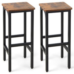 Conjunto de 2 cadeiras de bar/jantar de 71 cm (28 polegadas) com apoio para os pés e almofadas ajustáveis ​​- marrom rústico