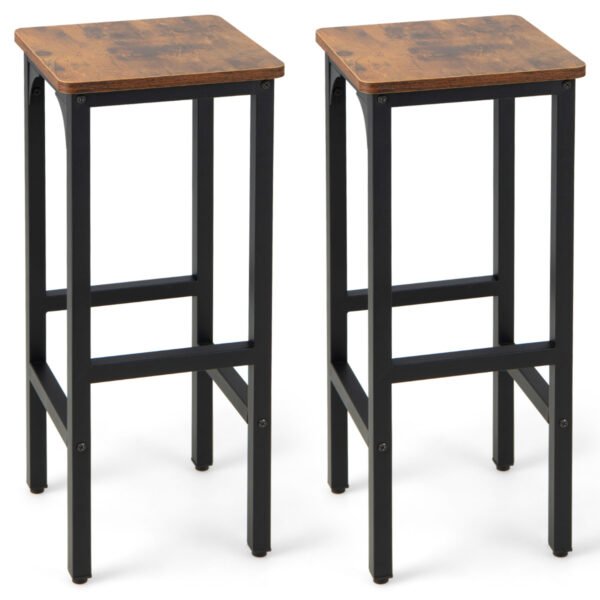 Conjunto de 2 cadeiras de bar/jantar de 71 cm (28 polegadas) com apoio para os pés e almofadas ajustáveis ​​- marrom rústico
