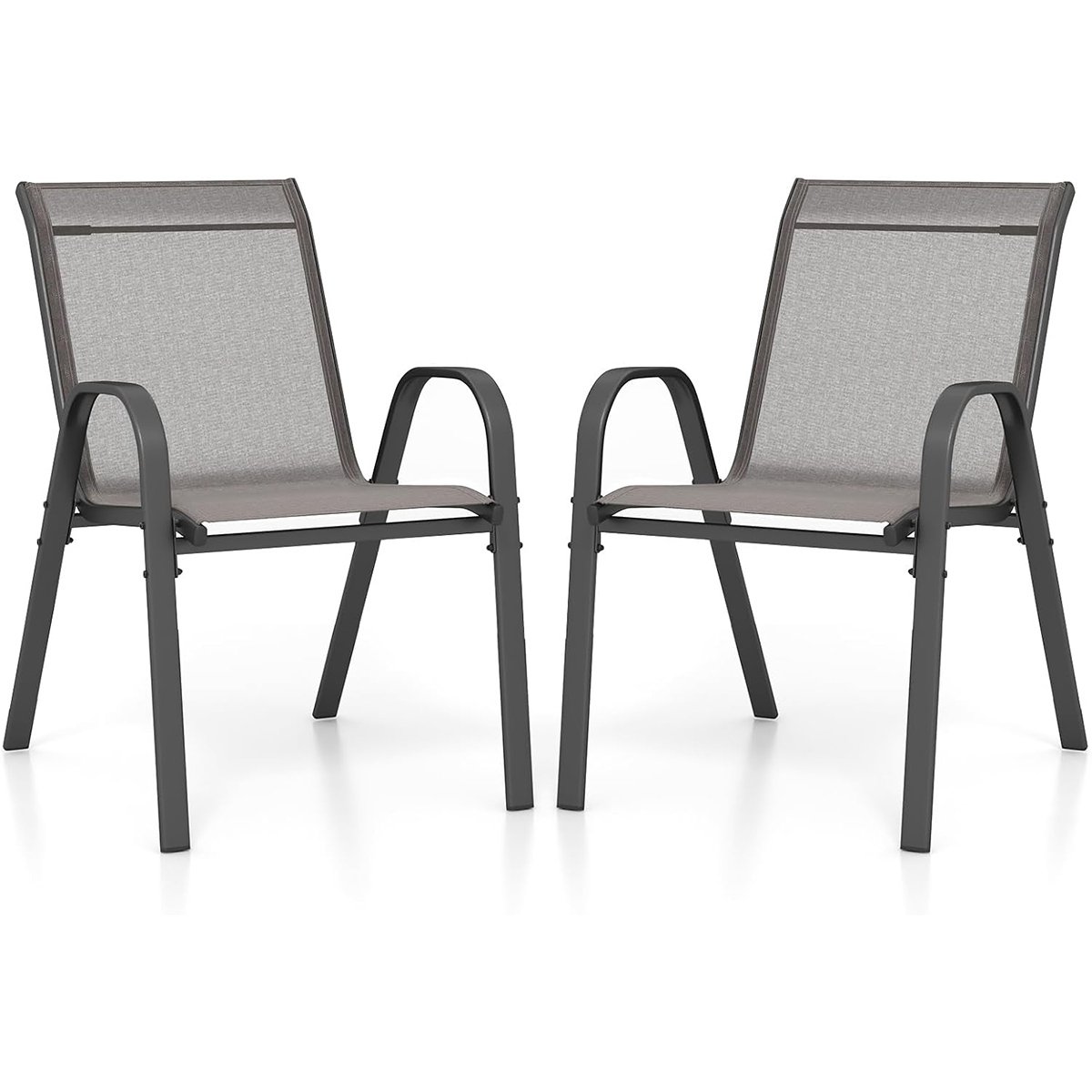 Conjunto de 4 cadeiras de jardim empilháveis em textilene e estrutura de metal 56 x 70 x 84 cm azul