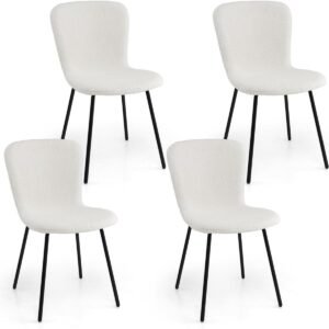 Conjunto de 4 cadeiras de jantar estofadas para cozinha com encosto, 47 x 58 x 86 cm, bege.