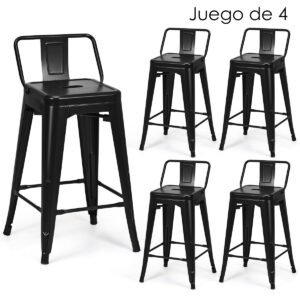 Conjunto de 4 cadeiras de metal de 62 cm com encosto removível.