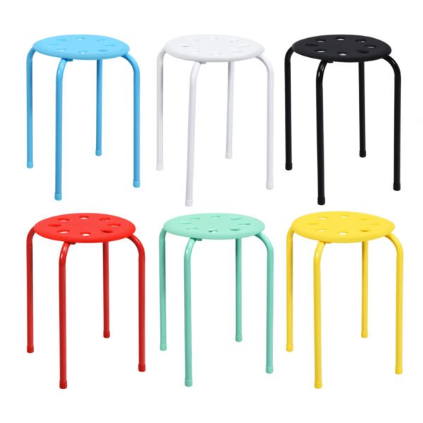 Conjunto de 6 banquetas empilháveis ​​portáteis de plástico - Multicoloridas