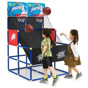 Jogo de basquete infantil estilo arcade com 4 bolas de basquete e bomba de ar.