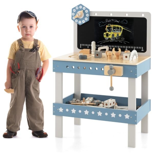 Conjunto de Bancada de Ferramentas Infantil com 61 Peças - Azul
