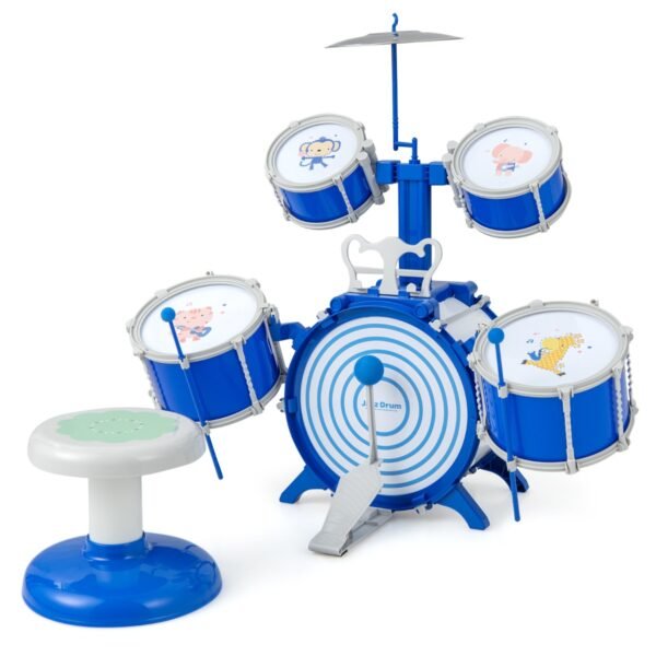 Brinquedo musical educativo de percussão com bumbo e pedal - Azul