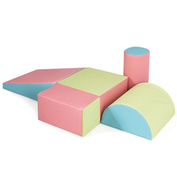 Conjunto de 5 peças para atividades de escalada e engatinhar para crianças, com blocos de espuma seguros - Rosa