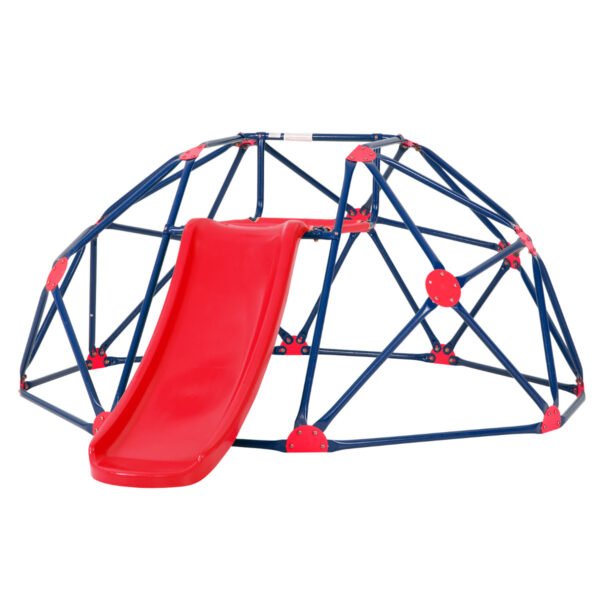 Domo Geométrico para Escalada e Conjunto de Brincar com Escorregador para Exterior - Vermelho