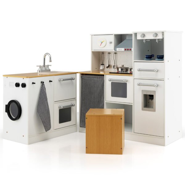 Conjunto de cozinha infantil de 2 peças com 7 acessórios de cozinha para crianças.