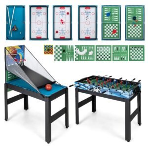 Conjunto de mesa de jogos combinada 14 em 1 com mesa de pebolim